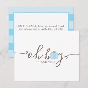 Blue Pumpkin Oh Boy Baby Shower Fall Tack Kort