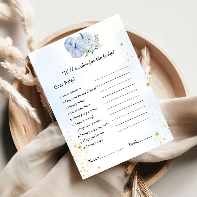 Blue Pumpkin önskemål för babyduschspelet Card Inbjudningar (Skapare uppladdad)