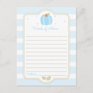 Blue Pumpkin Pojke Shower Ord of Advice Vykort
