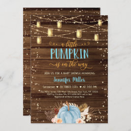 Blue Pumpkin Rustic String Ljus Baby Shower Inbjudningar