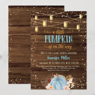 Blue Pumpkin Rustic String Ljus Baby Shower Inbjudningar