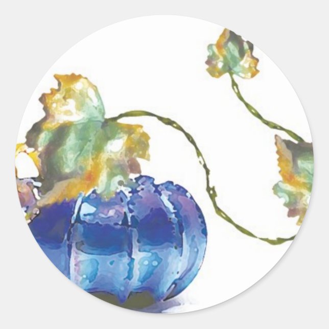 Blue Pumpkin Stickers Runt Klistermärke (Framsida)