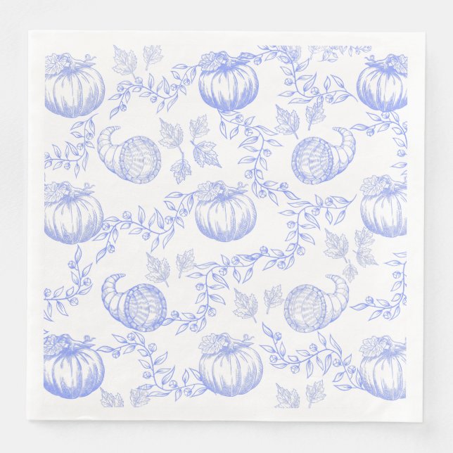 Blue Pumpkin Toile Dinner Napkin Pappersservett (Framsida)