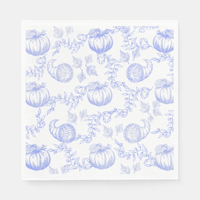 Blue Pumpkin Toile Luncheon Napkin Pappersservett (Framsidan)
