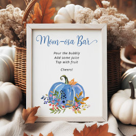 Blue Pumpkin Whimsical Baby Shower Momosa Pub Poster