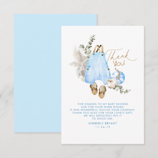 Blue Pumpkins Baby Shower Little Tack (Fram/baksida)
