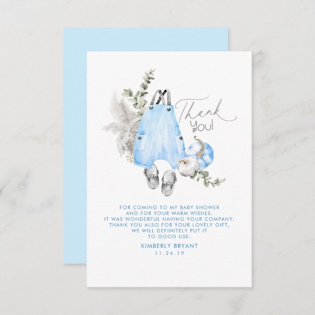 Blue Pumpkins Baby Shower Little Tack (Fram/baksida)