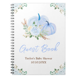 Blue Pumpkins Blommigt Baby Shower Guest Bok Anteckningsbok