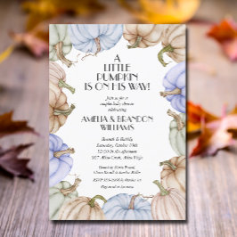 Blue Pumpkins Boy Baby Shower Inbjudningar