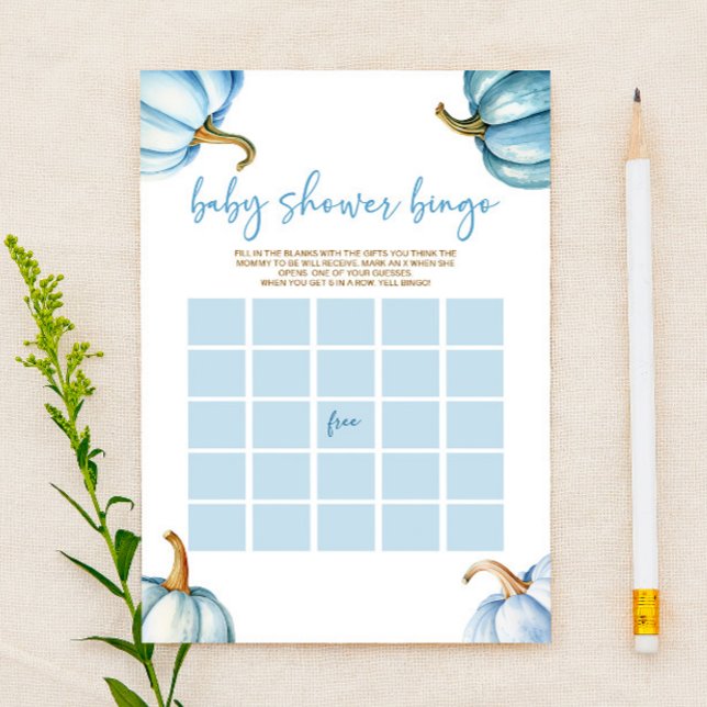 Blue Pumpkins Fall Bingo Baby Shower Game (Skapare uppladdad)