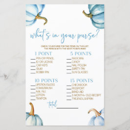 Blue Pumpkins What's in Purse Baby Shower Game