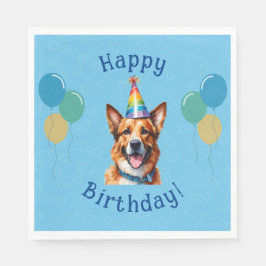 Blue Puppy Hund Birthday Tass-ty Pappersservett
