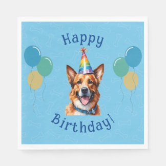 Blue Puppy Hund Birthday Tass-ty Pappersservett