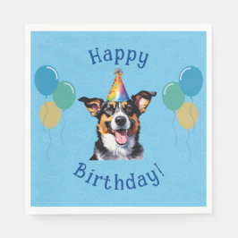 Blue Puppy Hund Birthday Tass-ty Pappersservett