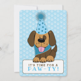 Blue Puppy Hund Photo Tass-ty Dubbla Sided Birthda Inbjudningar