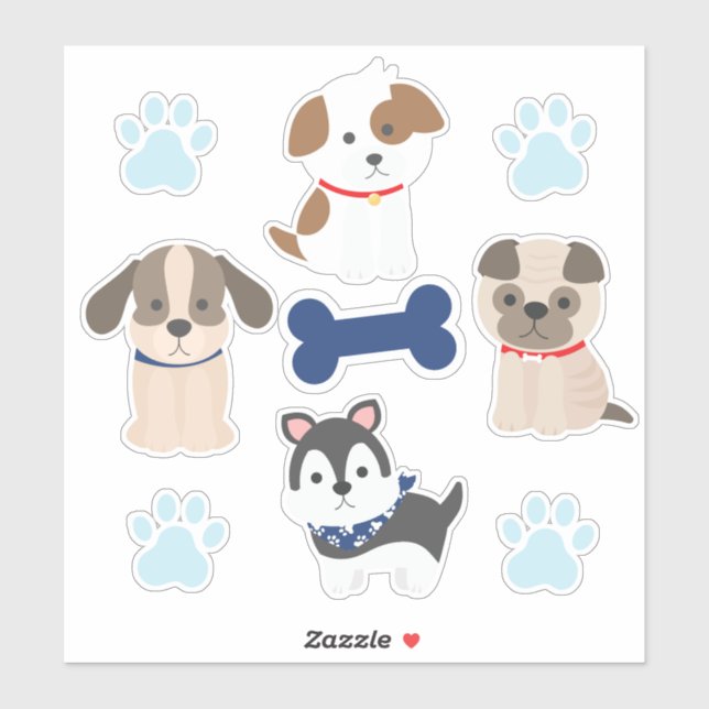 Blue Puppy Sticker Lakan Klistermärken (Ark)