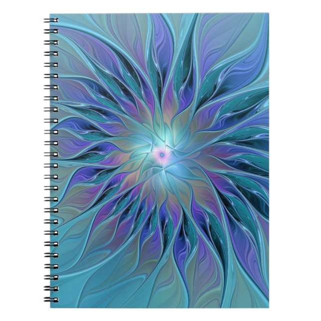 Blue Purple Flower Dream Abstract Fractal Art Anteckningsbok (Framsidan)