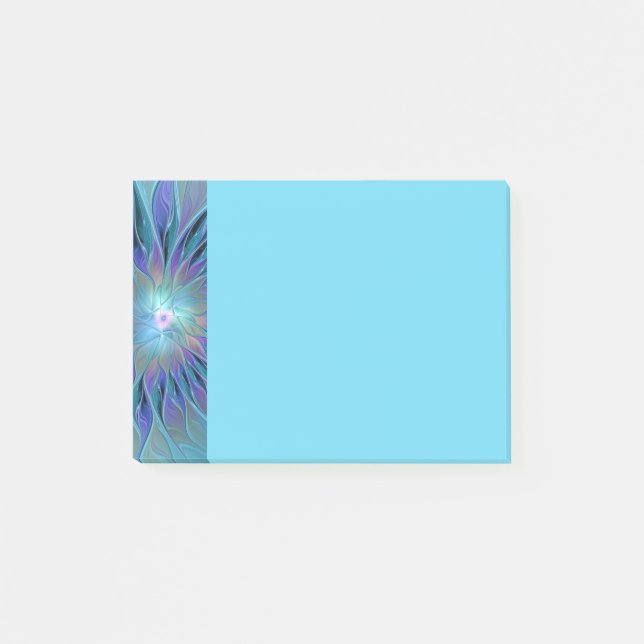 Blue Purple Flower Dream Abstract Fractal Art Post-it Block (Framsida)