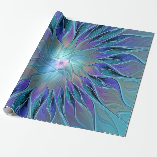 Blue Purple Flower Dream Abstract Fractal Art Presentpapper (Utrullad)