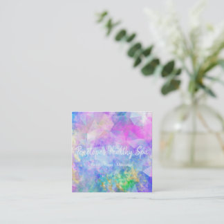 Blue Purple Gold Abstract  Square Business Card Fyrkantigt Visitkort
