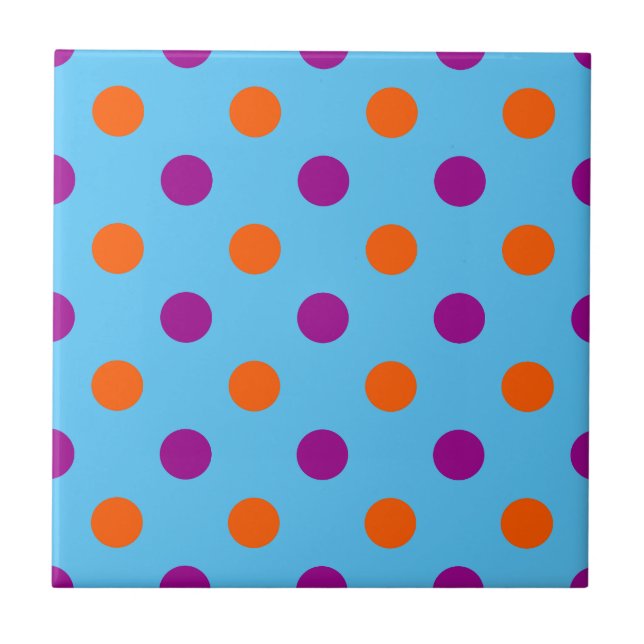 Blue Purple Orange Polka Dot Pattern Kakelplatta (Framsidan)