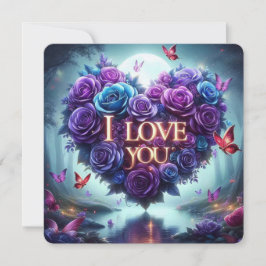 blue + purple roses valentine tack kort