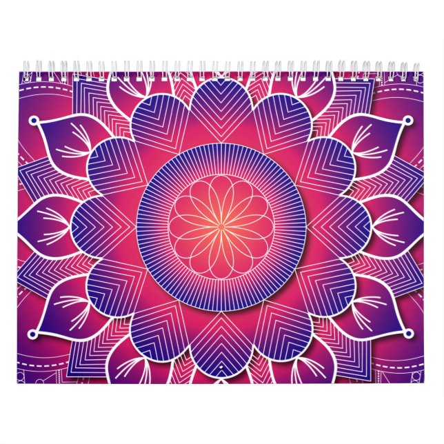 Blue Purple Traditional Mandala Design     Kalender (Omslag)