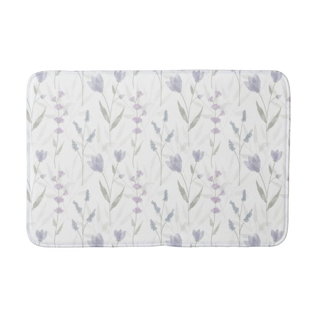 Blue Purple Watercolor Wildflower Badrumsmatta (Framsidan)