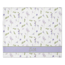 Blue Purple Watercolor Wildflower Duvet Cover
