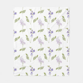 Blue Purple Watercolor Wildflower Fleecefilt