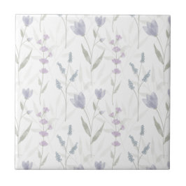 Blue Purple Watercolor Wildflower Kakelplatta