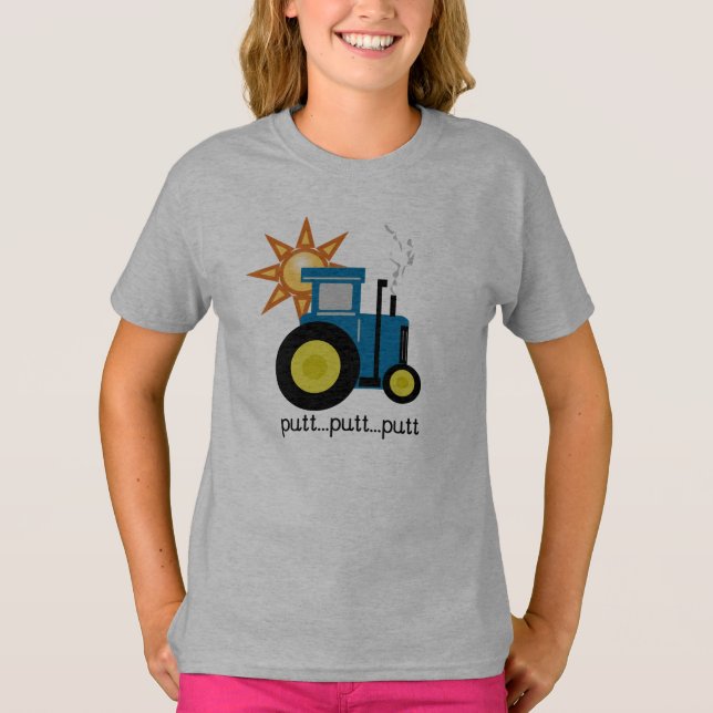Blue Putt Putt Tractor T-shirt (Framsida)