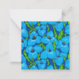 Blue Puya Flowers Botanical Tropical Blommigt Anteckningskort