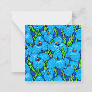 Blue Puya Flowers Botanical Tropical Blommigt Anteckningskort