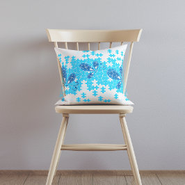 Blue Puzzle Buterfly Kudde
