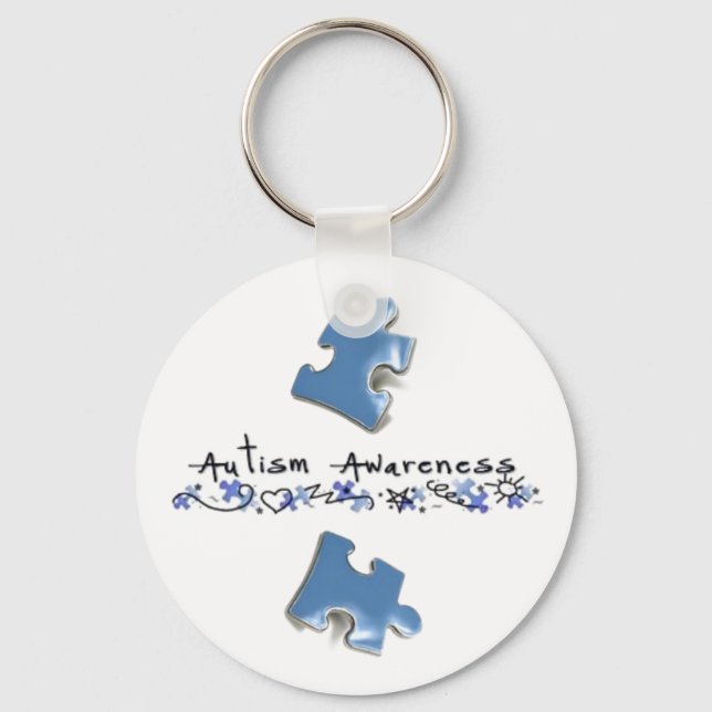 Blue Puzzle Delarare - Atism Awareness Nyckelring (Framsida)