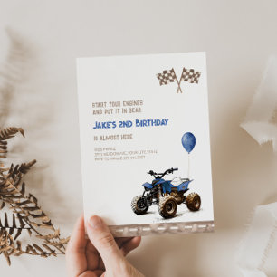 Blue Quad Bike any age Birthday-inbjudan Inbjudningar