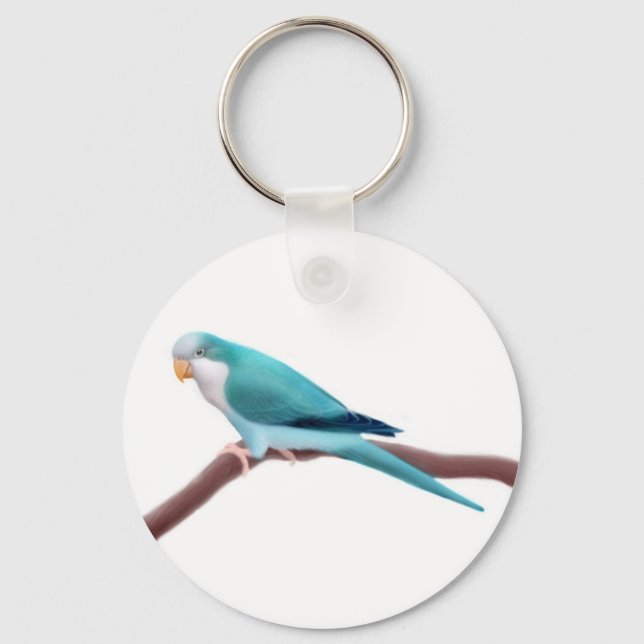 Blue Quaker Parrot Keychain Nyckelring (Framsida)