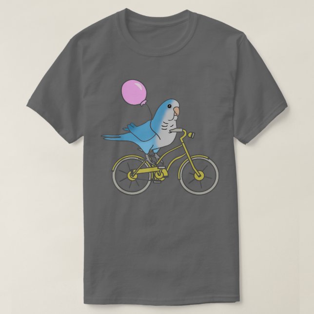 Blue Quaker rider på en cykel Funny Parrot ägare P T Shirt (Design framsida)
