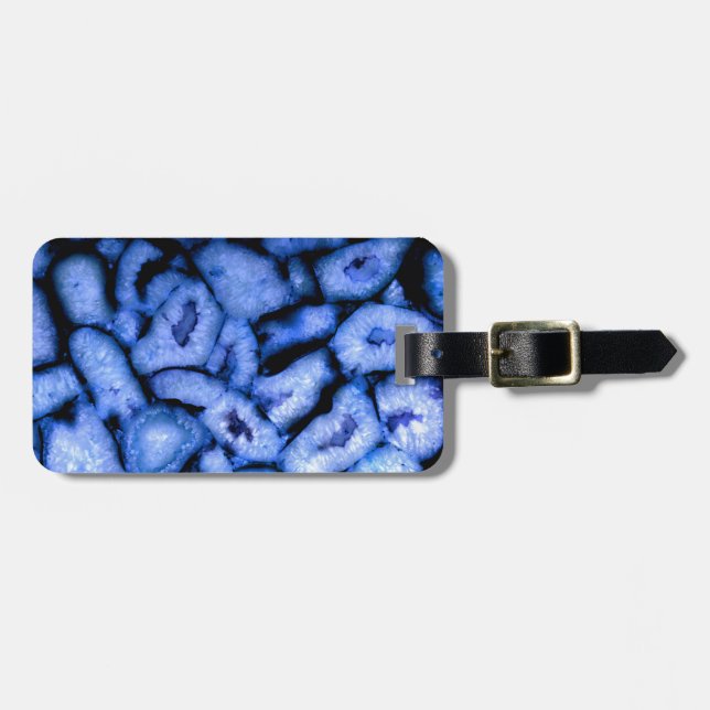 Blue Quartz Agate, blue Geodes, abstrakt mönster Bagagebricka (Horisontell Framsida)