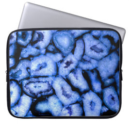 Blue Quartz Agate, blue Geodes, abstrakt mönster Laptop Sleeve