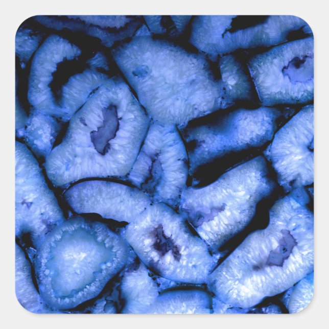 Blue Quartz Agate Geodes Fyrkantigt Klistermärke (Framsida)
