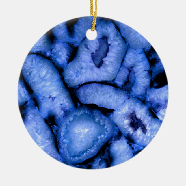 Blue Quartz Agate Geodes Julgransprydnad Keramik (Framsidan)