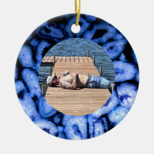 Blue Quartz Agate Geodes Julgransprydnad Keramik