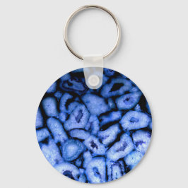 Blue Quartz Agate Geodes Nyckelring