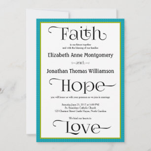 Blue Quatrefoil Christian Wedding bjudande Inbjudningar