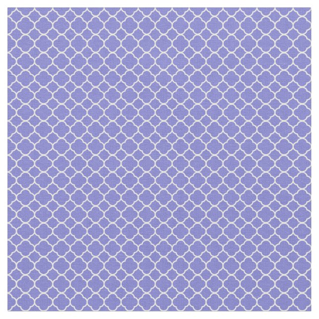 Blue Quatrefoil Geometric Mönster Tyg (Närbild)