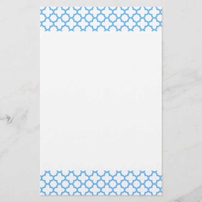 Blue Quatrefoil Mönster Brevpapper (Framsida)