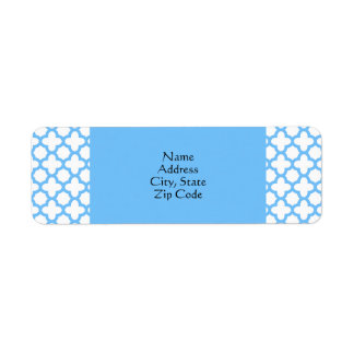Blue Quatrefoil Mönster Returadress Etikett