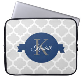 Blue Quatrefoil Personlig Laptop Fodral